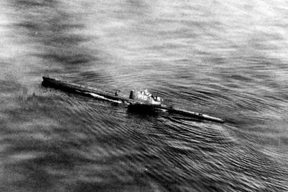 22 août 1941 : le Rubis à 30 milles de la côte norvégienne après de graves avaries subies à la suite du torpillage d'un convoi allemand